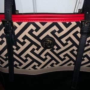 Spartina red/black with taupe stripe. Tote type